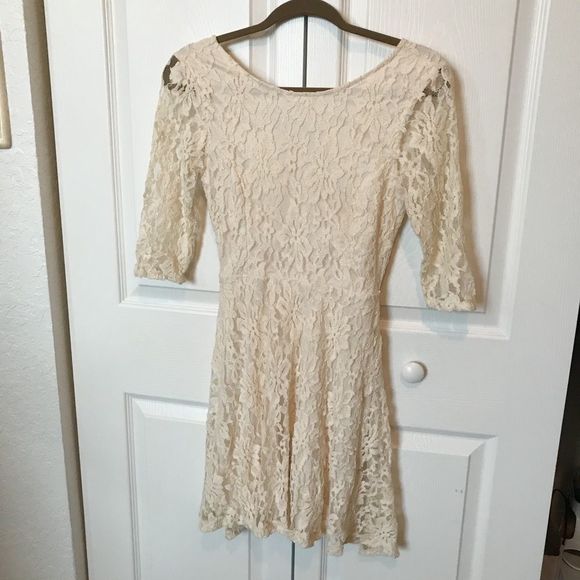 Lush Cream Lace Flowy Dress - Picture 4 of 8
